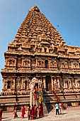 The great Chola temples of Tamil Nadu - The Brihadishwara Temple of Thanjavur. The tower, the tallest extant in India.